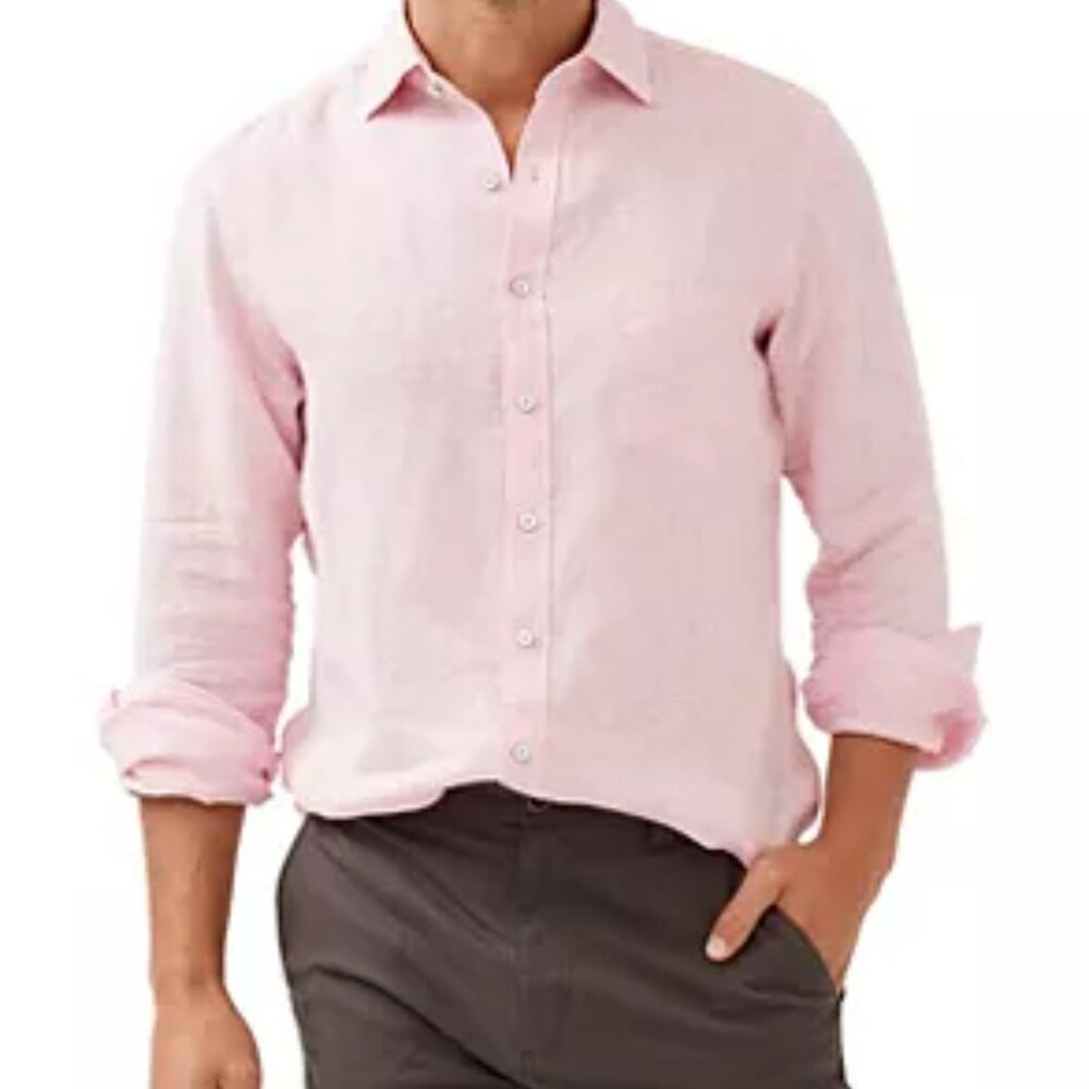 Buttoned Down Men's Long Sleeve Pink Dress Shirt Amazon's Brand